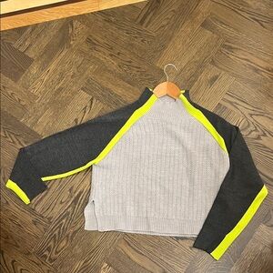 French Connection Gray and Yellow Cowl Neck Sweater